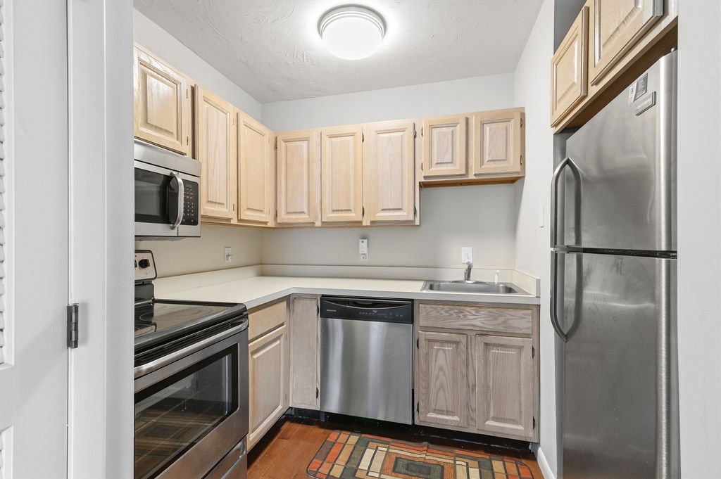 Kitchen with stainless steel appliances